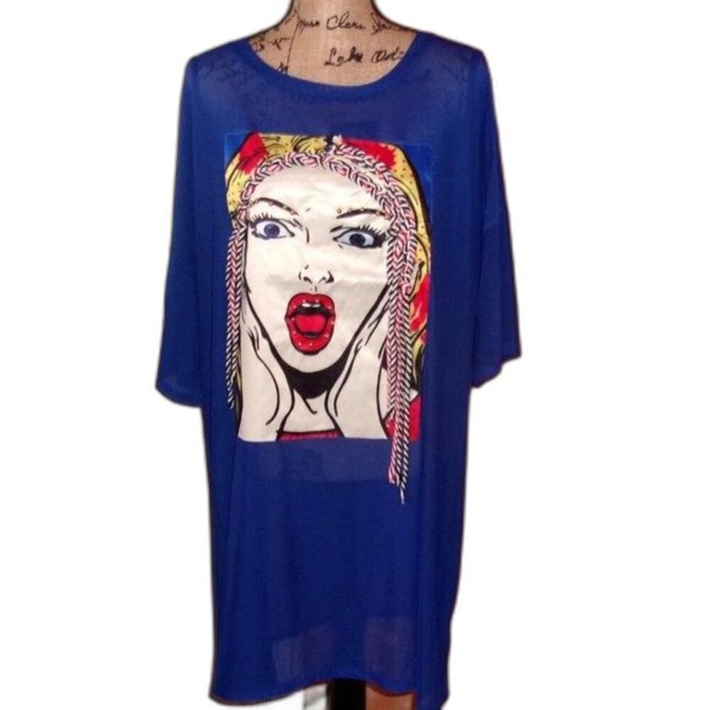 Miss California 2X Royal mesh tunic swim dress NWT